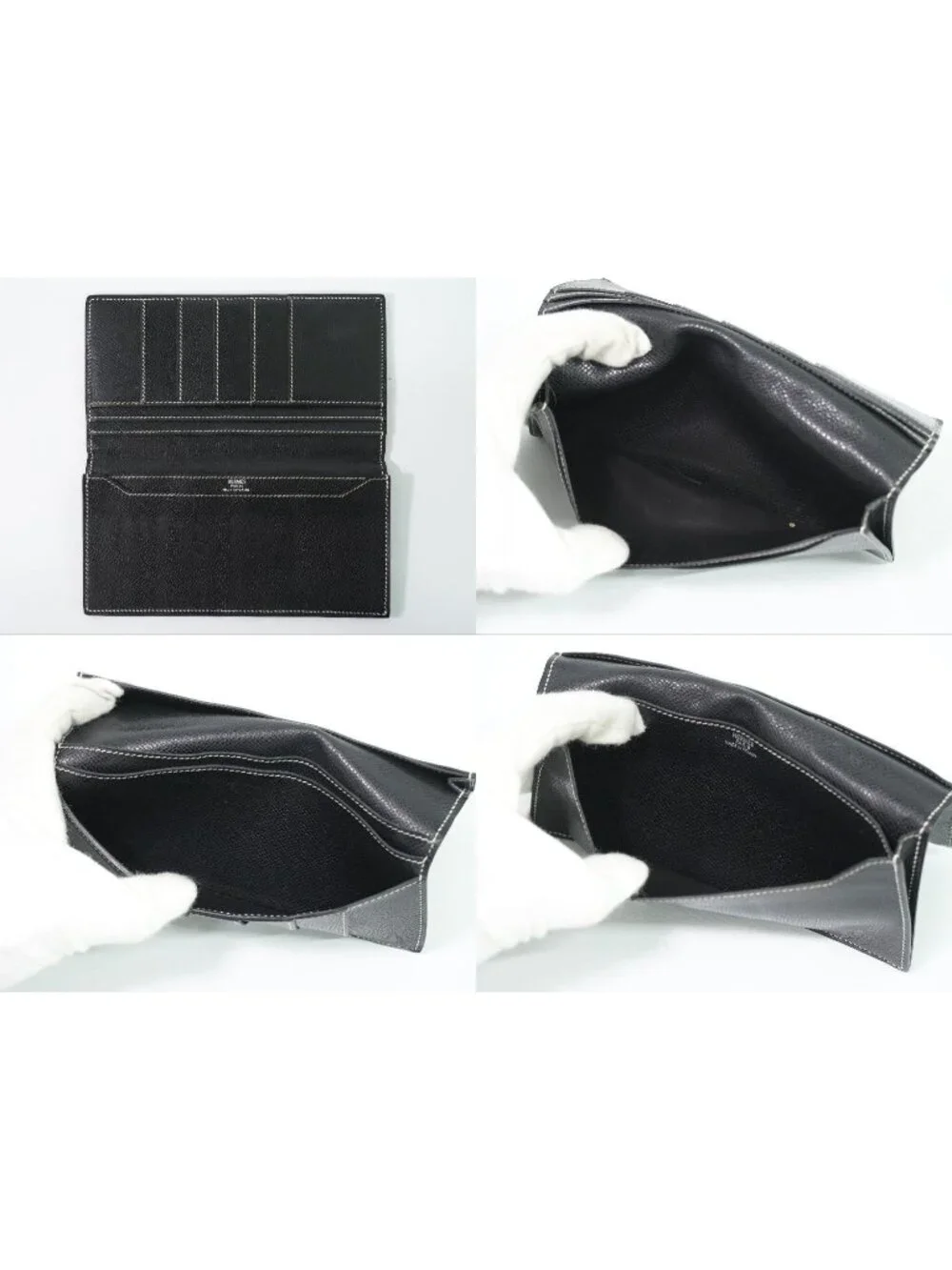Hermes Leather Billfold Wallet Black